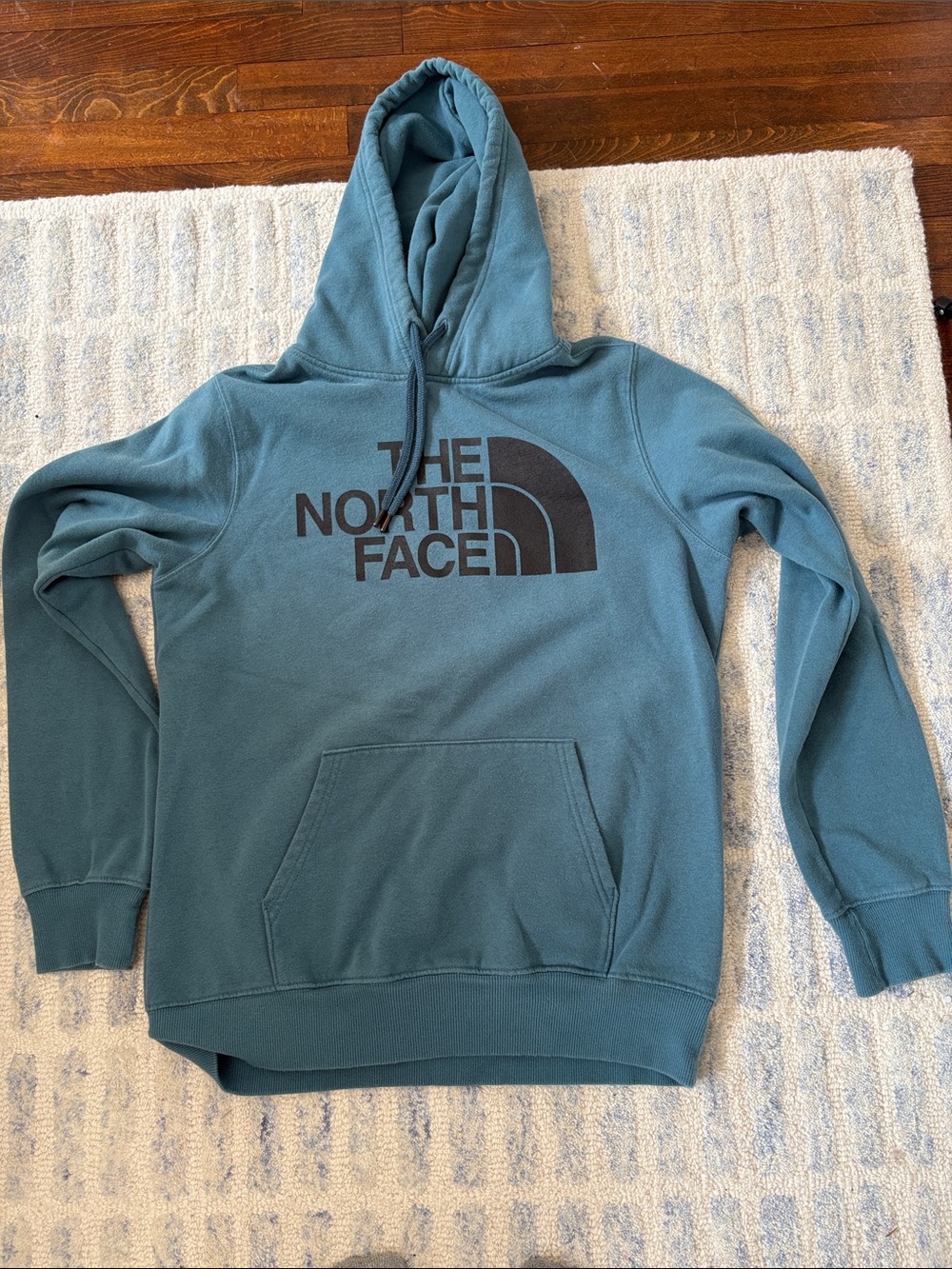 The North Face Men's Teal Hoodie with Black Logo